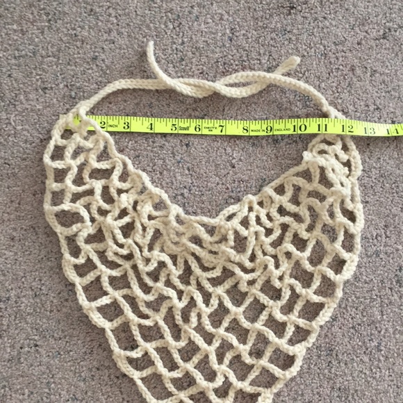 HAND CRAFTED Bandana Scarf Kerchief Crochet Cream Colored - Picture 3 of 4